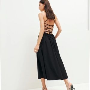 Reformation Kaede poplin midi dress black size 8 nwot